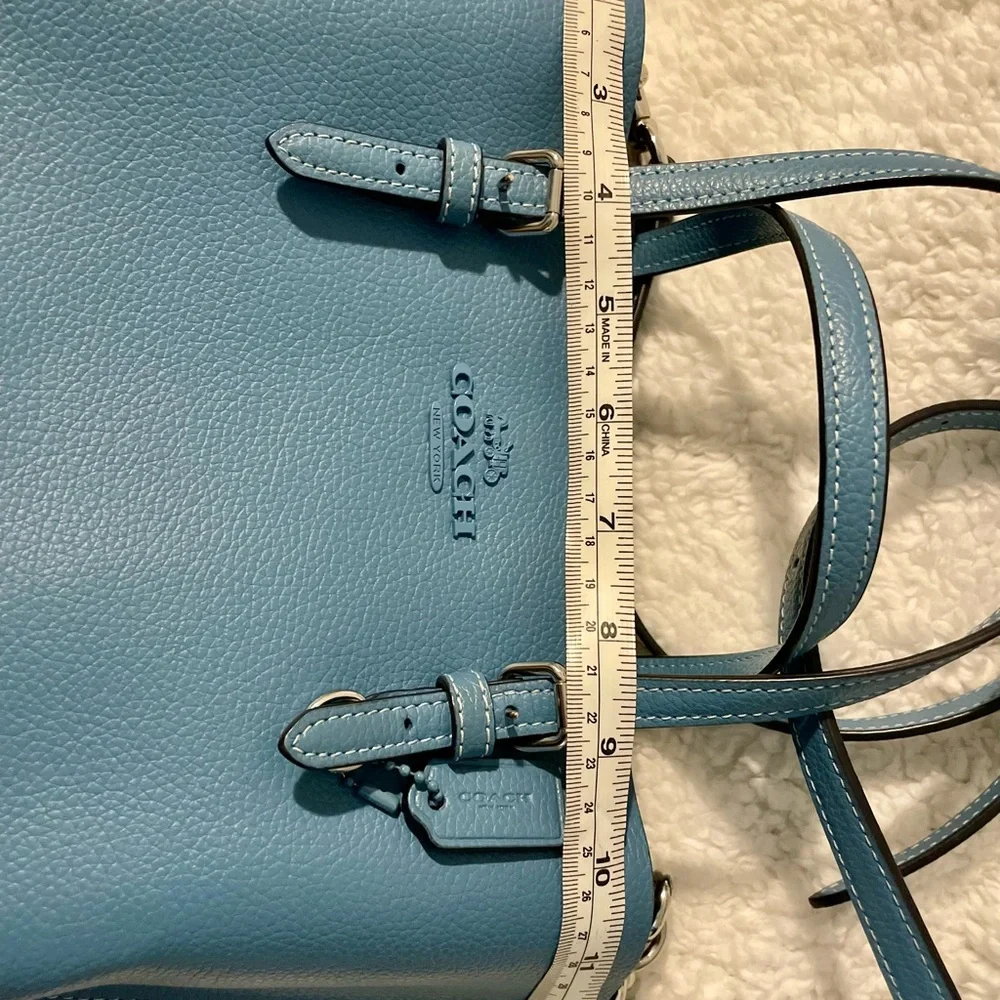 Coach Blue Pebbled Leather Tote Bag - Picture 15 of 17